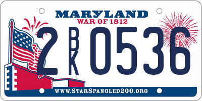 MD license plate 2BK0536