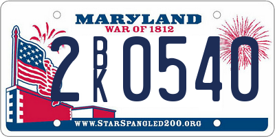 MD license plate 2BK0540