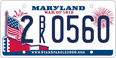 MD license plate 2BK0560