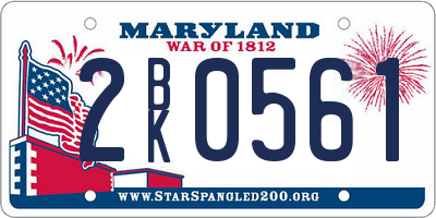 MD license plate 2BK0561