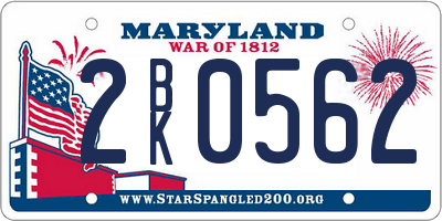MD license plate 2BK0562