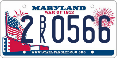 MD license plate 2BK0566