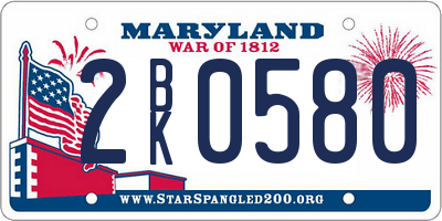 MD license plate 2BK0580