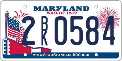 MD license plate 2BK0584
