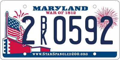 MD license plate 2BK0592