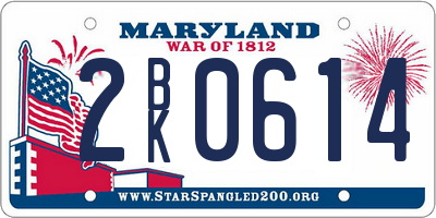 MD license plate 2BK0614