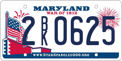 MD license plate 2BK0625
