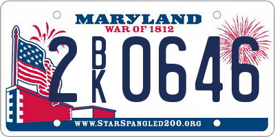 MD license plate 2BK0646