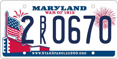 MD license plate 2BK0670