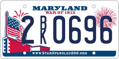 MD license plate 2BK0696