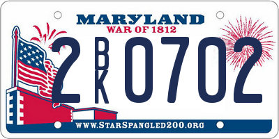 MD license plate 2BK0702