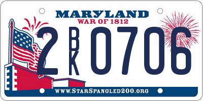 MD license plate 2BK0706