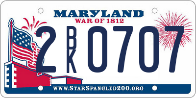 MD license plate 2BK0707