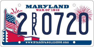 MD license plate 2BK0720