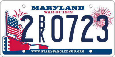 MD license plate 2BK0723