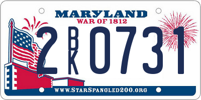 MD license plate 2BK0731