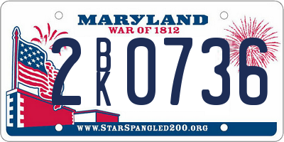 MD license plate 2BK0736