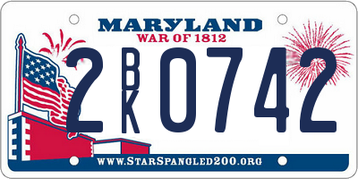 MD license plate 2BK0742