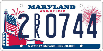 MD license plate 2BK0744