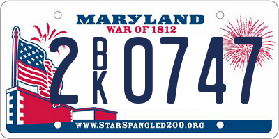 MD license plate 2BK0747