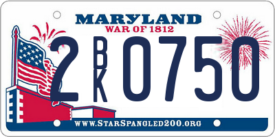 MD license plate 2BK0750