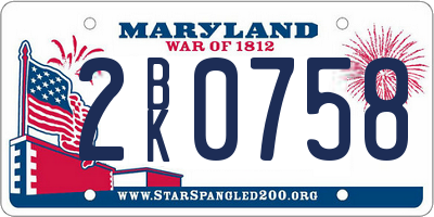 MD license plate 2BK0758