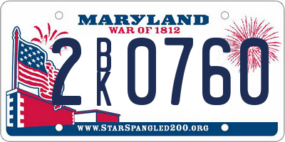 MD license plate 2BK0760