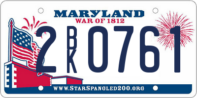 MD license plate 2BK0761