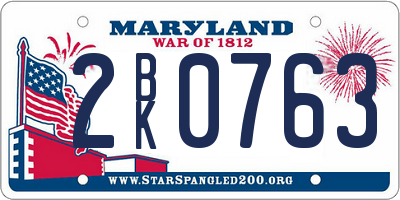 MD license plate 2BK0763