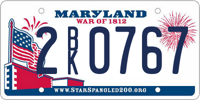 MD license plate 2BK0767