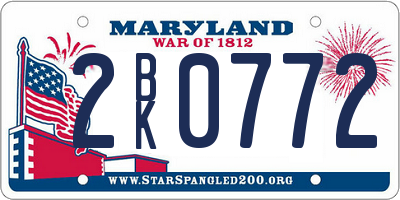 MD license plate 2BK0772