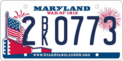 MD license plate 2BK0773