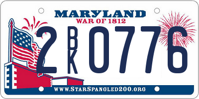 MD license plate 2BK0776