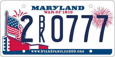 MD license plate 2BK0777