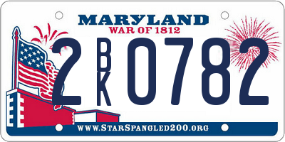 MD license plate 2BK0782