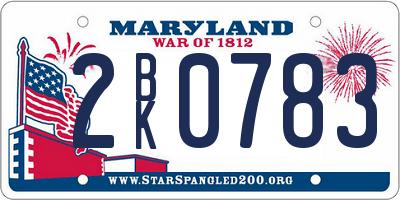MD license plate 2BK0783
