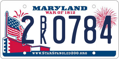 MD license plate 2BK0784