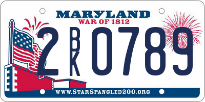 MD license plate 2BK0789