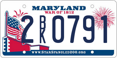MD license plate 2BK0791