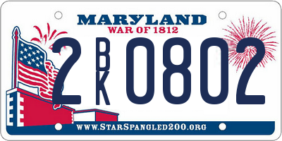 MD license plate 2BK0802