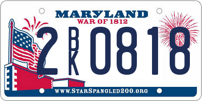 MD license plate 2BK0818