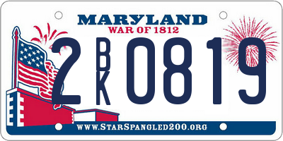 MD license plate 2BK0819