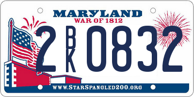 MD license plate 2BK0832