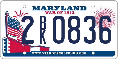 MD license plate 2BK0836