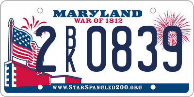 MD license plate 2BK0839