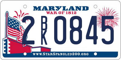 MD license plate 2BK0845