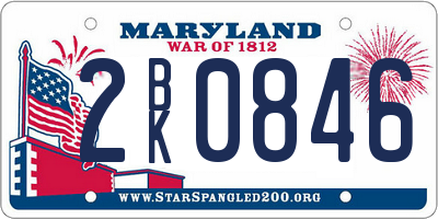 MD license plate 2BK0846