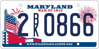 MD license plate 2BK0866