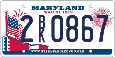 MD license plate 2BK0867