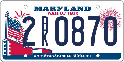 MD license plate 2BK0870